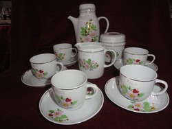 Hollóház porcelain coffee set, 13 pieces, flower pattern, for five people. He has!