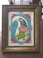 Indiai kézzel festett kép mozaik intarzia kertben