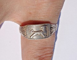 Vadmacskás állítható méretű ezüst gyűrű