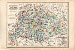 Magyarország átnézeti térképe 1904, megye, Nagy - Magyarország, eredeti, Kogutowicz Manó, térkép