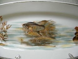 Akváriumi díszhal mintás ritka szecessziós porcelán halas tál