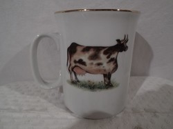 Mug - cow - patterned on both sides - gold-plated - porcelain - 2.5 dl - flawless