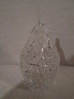 Bonbonier - glass - etched - pear-shaped sugar holder - 12.5 x 6 cm - thick - flawless