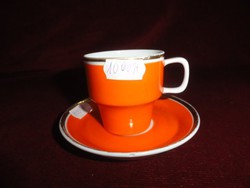 Raven house porcelain coffee cup + placemat, orange color. He has!
