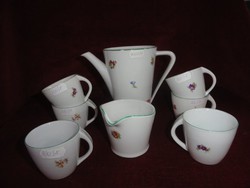 Hollóház porcelain coffee set, 14 pieces. With tiny floral pattern. He has!