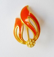 Retro stylized fire enamel tulip brooch 186.