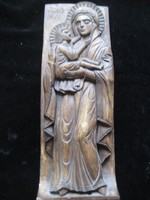 Mária, gyermekével  , kerámia falikép   ,12 x 35 cm