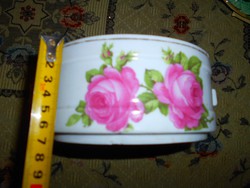 Antik rózsás porcelán étel tartó