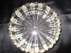 Biedermeier polished thick glass serving bowl with coffee house pattern is extremely spectacular