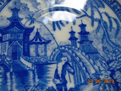 2 db kobaltkékkel festett ,japán írásjelekkel jelzett tányér "japán kertek pagodával" minta