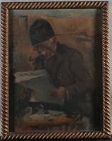 Kasznár Ring Jenőnek tulajdonítva (1875-1945): Újságolvasó parasztember
