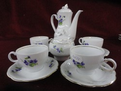 German porcelain coffee set. With violet pattern. 4 Personal. He has!