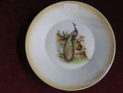 Zsolnay porcelain cake plate. Gold-edged peacock motif. Its diameter is 15 cm. He has!