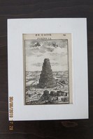 Cca 1750 Bábel tornya rézmetszet paszpartuban 18*23 cm