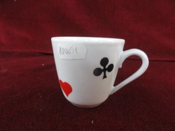 Zsolnay porcelán teás csésze, francia kártya mintával.