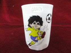 Zsolnay porcelain commemorative mug from the 1982 Spanish World Cup. A yellow 1 red leotard. He has!