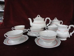 Zsolnay porcelain tea set 14 pieces. Broken on a white background with a red stripe. He has!