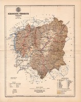Háromszék vármegye térkép 1894 (3), lexikon melléklet, Gönczy Pál, 23 x 29 cm, megye, Posner Károly
