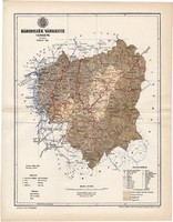 Háromszék vármegye térkép 1893 (2), lexikon melléklet, Gönczy Pál, 23 x 30 cm, megye, Posner Károly