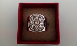 Régi mexikói azték mintás 925-ös ezüst gyűrű