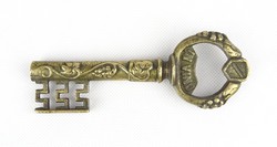 0X630 Régi kulcs alakú réz dugóhúzó és sörnyitó
