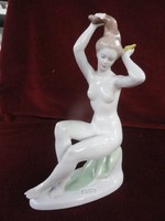 Aquincum porcelain figural sculpture. Combing woman, 22 cm tall. He has!