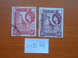 KENYA,UGANDA,TANGANYIKA 10+50 C 1954 II. Erzsébet királynő és Tájkép S+ZS44