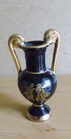 Görög , kézzel készült 24 karátos arannyal díszített porcelán váza 8,5 cm (1/p)