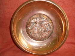 Kopcsányi Ottó vörösréz tál: Sárkányölő Szent György ábrázolás