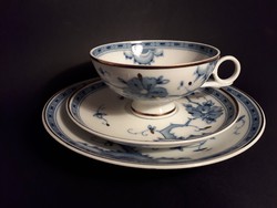 Wallendorf-i porcelán reggeliző - teás készlet 3 db-os jelzett