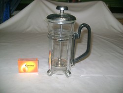 Retro tea vagy kávé készítő edény, kanna - fém, üveg