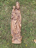 Antik fa szobor Sźűz Máriá a kisdeddel 