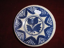 Korondi ceramics, mini wall plate, with a blue tulip pattern, diameter 14 cm. He has!