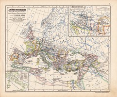 A Római Birodalom legnagyobb kiterjedése korában, térkép, kiadva 1913, eredeti, atlasz, történelmi