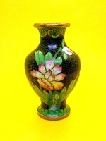 Nagyon ritka, különleges Kínai fém/réz alapon Rekesz zománc (Cloissoné) váza