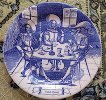 Kék, jelenetes angol porcelán tányér - Ironstone Tableware