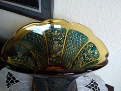 Art Deco borostyán színű, francia kandalló váza baglyokkal!
