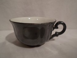 Porcelán - vastagon ezüstözött - régi - mini csésze 0,5 dl - hibátlan - dekorációnak - tűpárnának