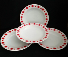 4 db Retro piros pöttyös Alföldi "Centrum Varia" porcelán mély tányér pótlásnak