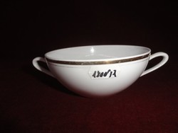 Mz Czechoslovak porcelain soup bowl, on a snow-white base with a gold border. He has!