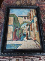 Újházy Ferenc  antik festmény, Jeruzsálem. 