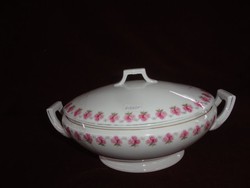 Mz Czechoslovak porcelain soup bowl, antique. On a snow-white background with a pink flower pattern. He has!