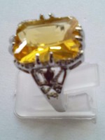  KIÁRUSÍTÁS! 925-s töltött ezüst, citrin kristályos gyűrű