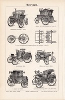 Automobil, egyszínű nyomat 1895, német nyelvű, eredeti, autó, gépkocsi, Daimler, Darracq, motor