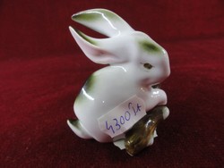 Bunny holding a Zsolnay porcelain tree branch, antique. With beautiful painting. He has!