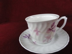 Mz Czechoslovak porcelain tea cup + saucer. Wavy, gold-plated, rose pattern. He has!