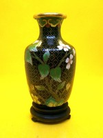 Nagyon ritka, különleges Kínai fém/réz alapon Rekesz zománc (Cloissoné) váza talpon
