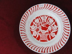 Hollóház porcelain decorative plate. With bird and tulip motif. Red White. He has!