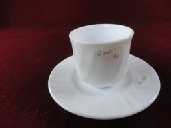 Harmony Spanish porcelain coffee cup + coaster, snow white. He has!
