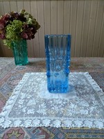 Gyönyörű Vladislav Urban retro üveg váza ritka kék színű